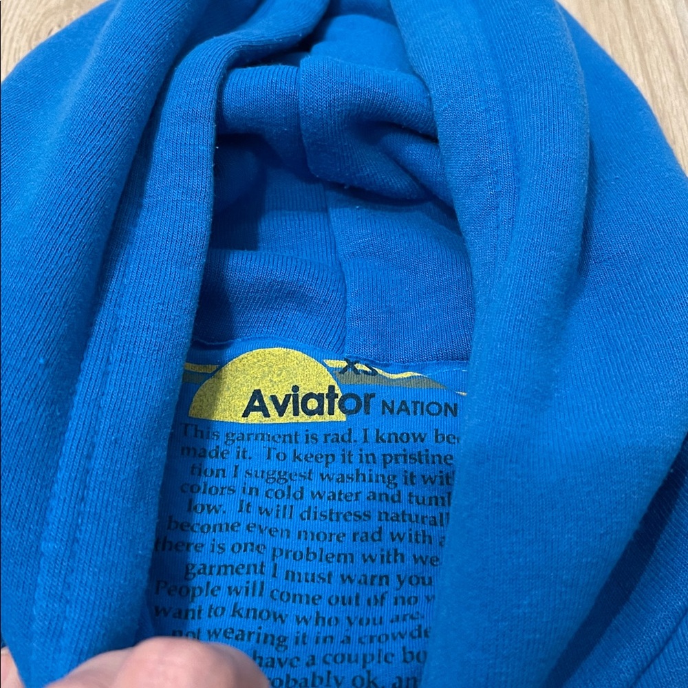 NEW Aviator Nation 2Pc Set Logo Hoodie + AV Sweatpants Adventure Cobalt Blue XS - Picture 9 of 12